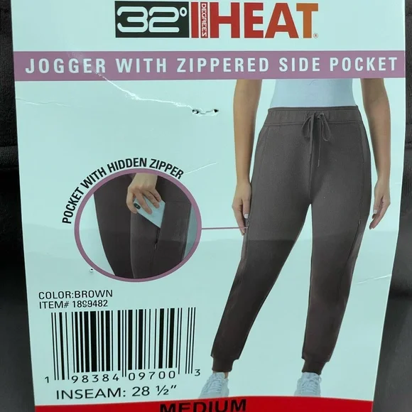 32 Degrees JOGGER Women's brown pink WITH Drawstring ZIPPERED SIDE POCKET size M - Picture 6 of 15